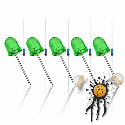 10mm LED + Widerstand 3.3V 5V 6V 9V 12V red blue white yellow green 10-Teile