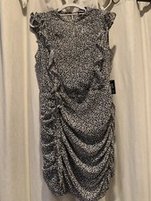 Express NWT Black Floral Ruffle MIDI Dress Size 12