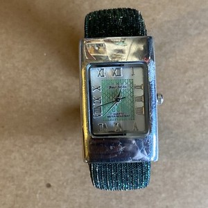 Paul Jardin Women's Dark Green Sparkly  Cuff Band Analog Watch Working 