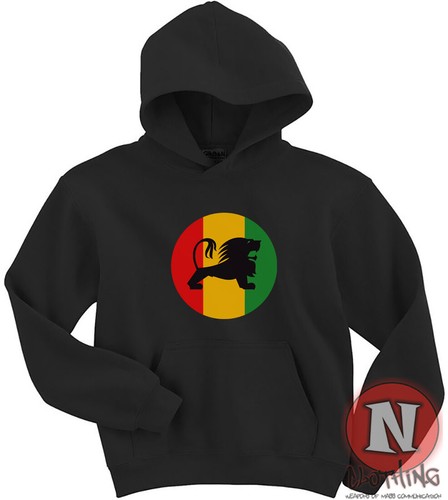 Reggae Rasta lion Hoodie Jamaica style hooded top adult kids dub rave festival - Picture 2 of 5