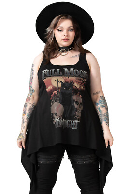 Killstar Longline Tank Top - Full Moon Totenschädel Gothic