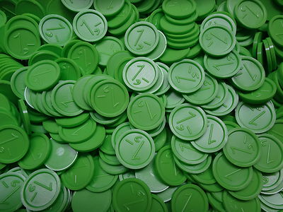  Wertmarken Pfandmarken Event Einkaufswagenchip mit einer 1,- Gravur Ekw 12 Grün