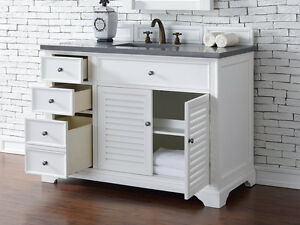 48 James Martin Savannah White Single Bathroom Vanity Gray