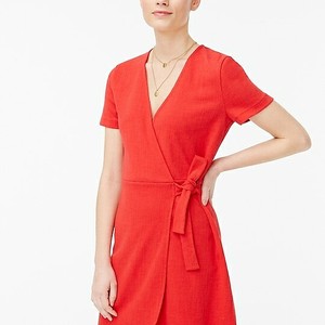 j crew red wrap dress