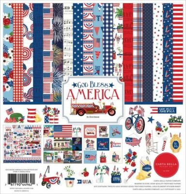CARTA BELLA ''GOD BLESS AMERICA'' 12X12 PAPER KIT  JULY 4TH PATRIOTIC SCRAPJACK'S