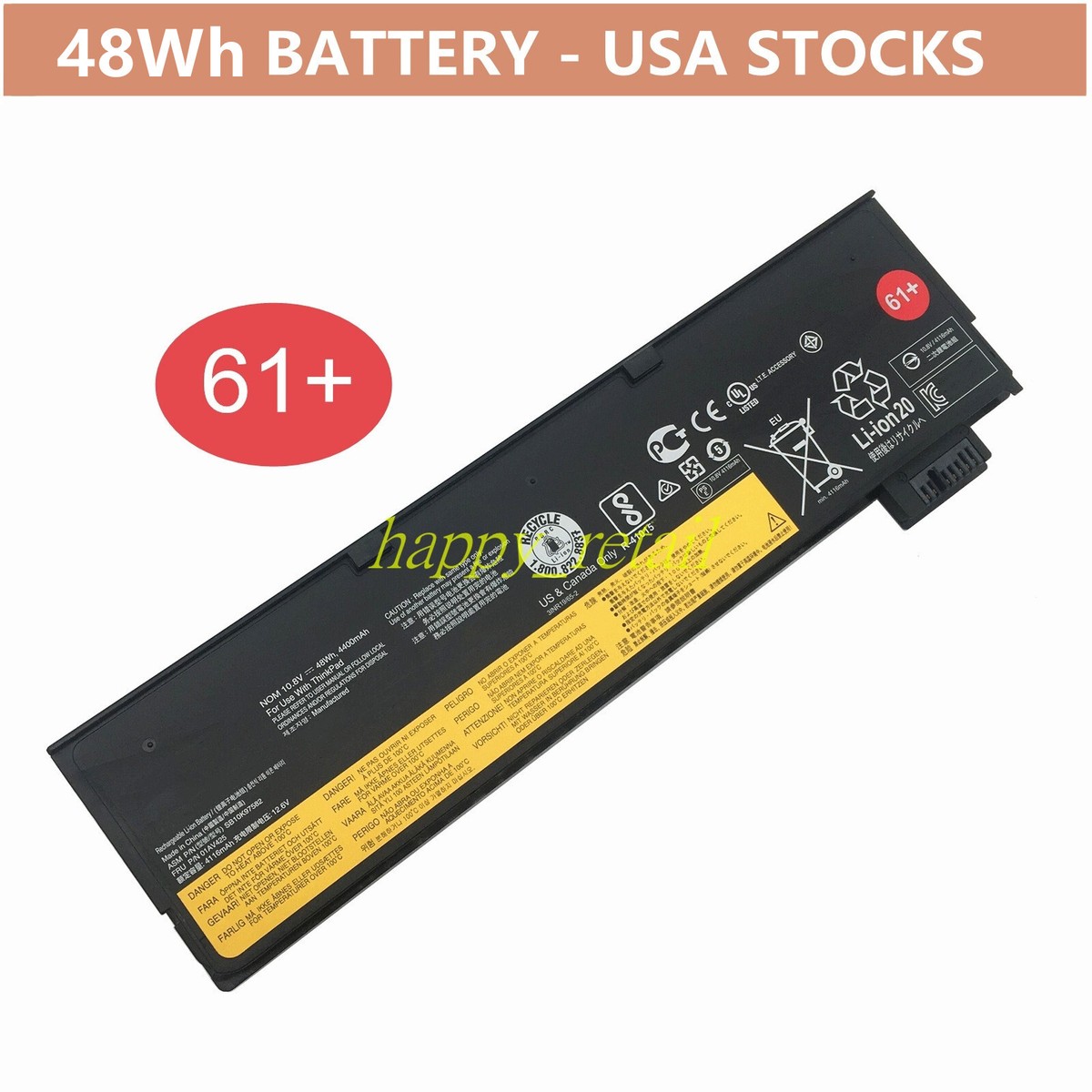 48Wh New Battery 61+ For Lenovo Thinkpad T470 T480 T570 T580
