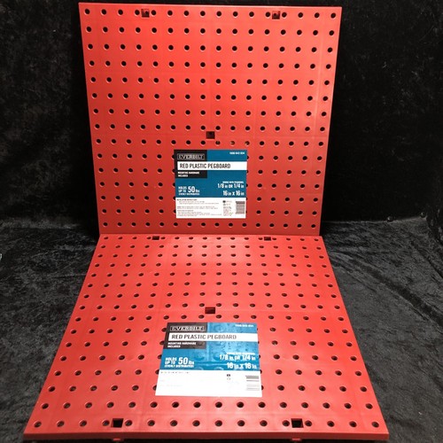 NEW 2 Pack of 16 In x 16 In Red Plastic Pegboard 50lbs Capacity Fast