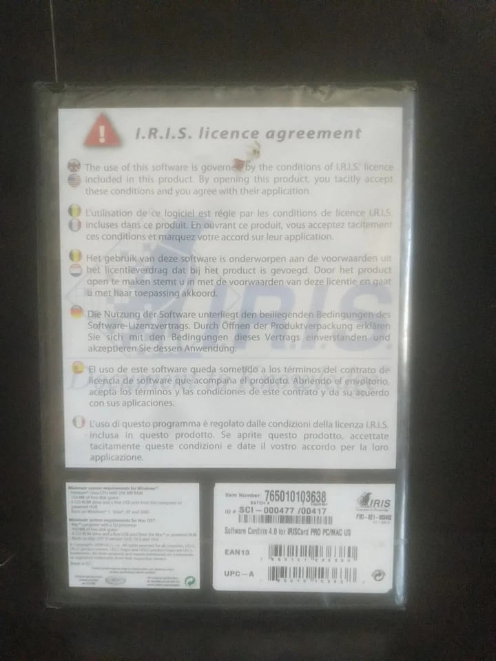 IRIS Card Pro4 Software new sealed ~ trl8#96 - Image 2 of 3