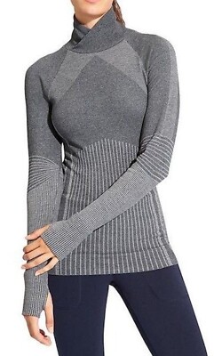 Athleta Remarkawool Damen Gerippte Rollkragenpullover Grau Neu * Größe L