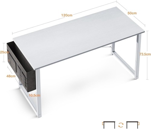 Schreibtisch Bürotisch Computertisch Weiß 120cm mit Kopfhörer Halter - Bild 2 von 9