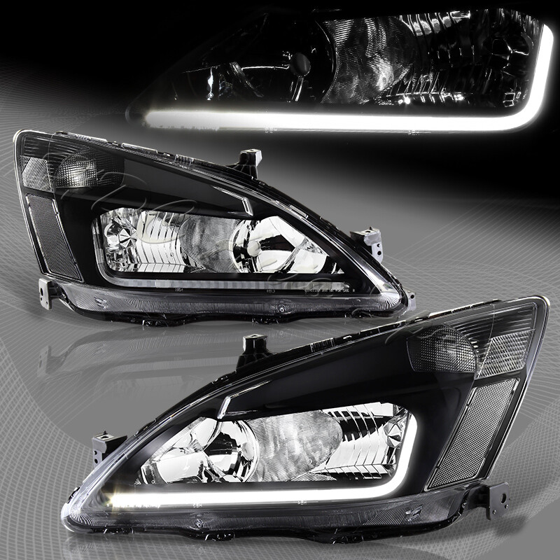 DTM LED Chrome Housing Headlights For 2003-2007 Honda Accord – With DRL & Clear Reflector