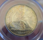 SEATED LIBERTY HALF 1840 REV OF 39 IN PCGS HOLDER, LOOKS UNC STUNNING LUSTER