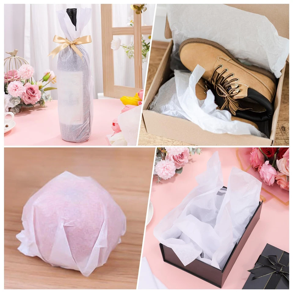 160Sheets 20x14 Inch White Wrapping Tissue Paper for Gift Bags Christmas Wedding - Image 3 of 4