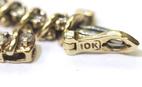 10k yellow gold S-Link 1.08ct I1 I2 J Diamond tennis bracelet 8.9g 7" estate - Picture 5 of 6