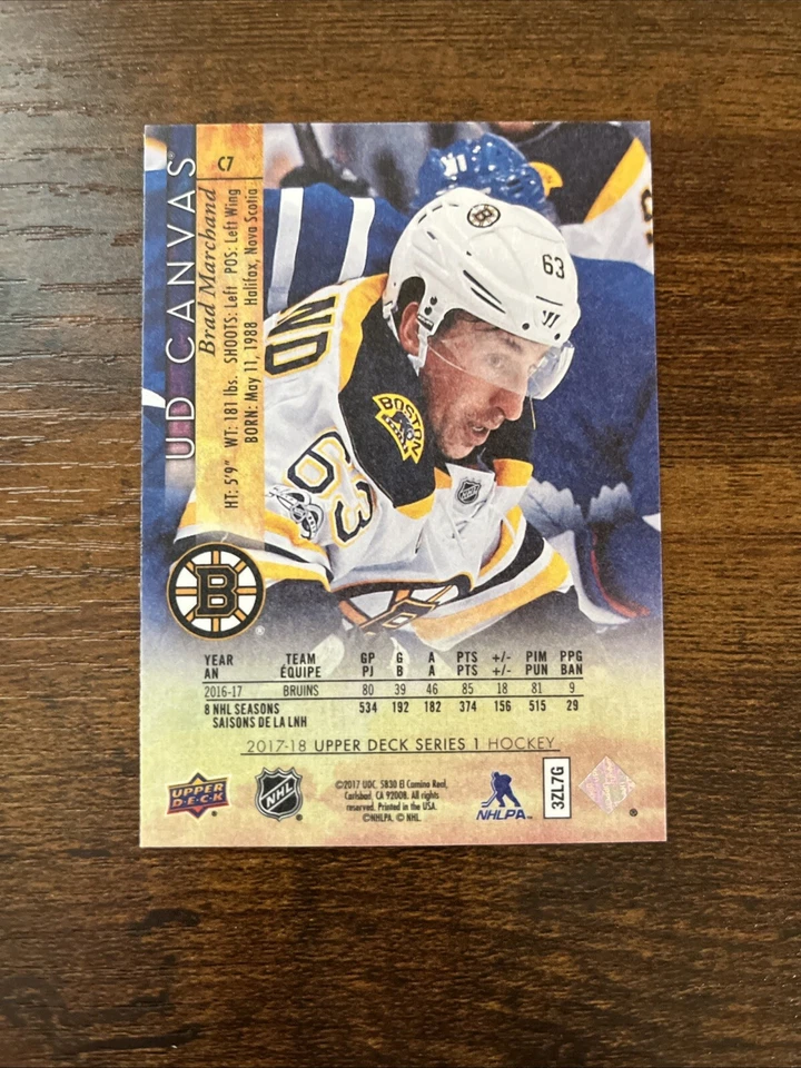 2017-18 Upper Deck Series 1 Canvas #C7 Brad Marchand Boston Bruins - Image 2 of 2