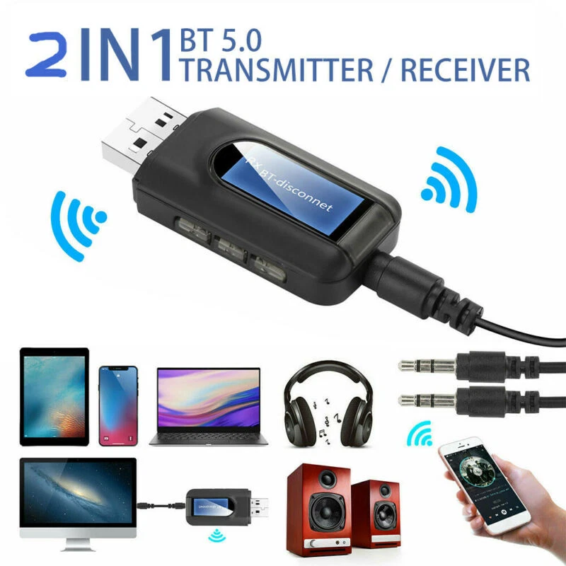 USB Bluetooth Transmitter 3.5MM Jack Audio Adapter Wireless