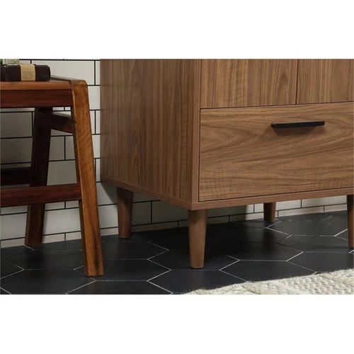 Elegant Decor Baldwin 24" Aluminum MDF Single Bathroom Vanity in Walnut Brown - Picture 5 of 8