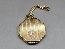 Gold-Filled Pocket Watch Fob Chain Sweetheart Photo Locket Pendant