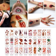 30pcs Halloween Fake Blood Scar Tattoo Stitches Sticker Body Art Decoration