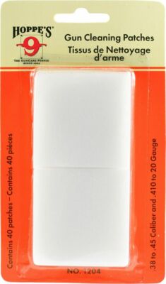 Hoppe's No. 4 Gun Cleaning Patches .38-.45 Cal/.410 Bore-20 Gauge 40 Pack - 1204