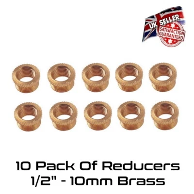 UKELECTRICAL Pack Of 10 Brass Lamp holder Reducer 1/2" TO 10mm - Lighting Adapter *UK Seller*