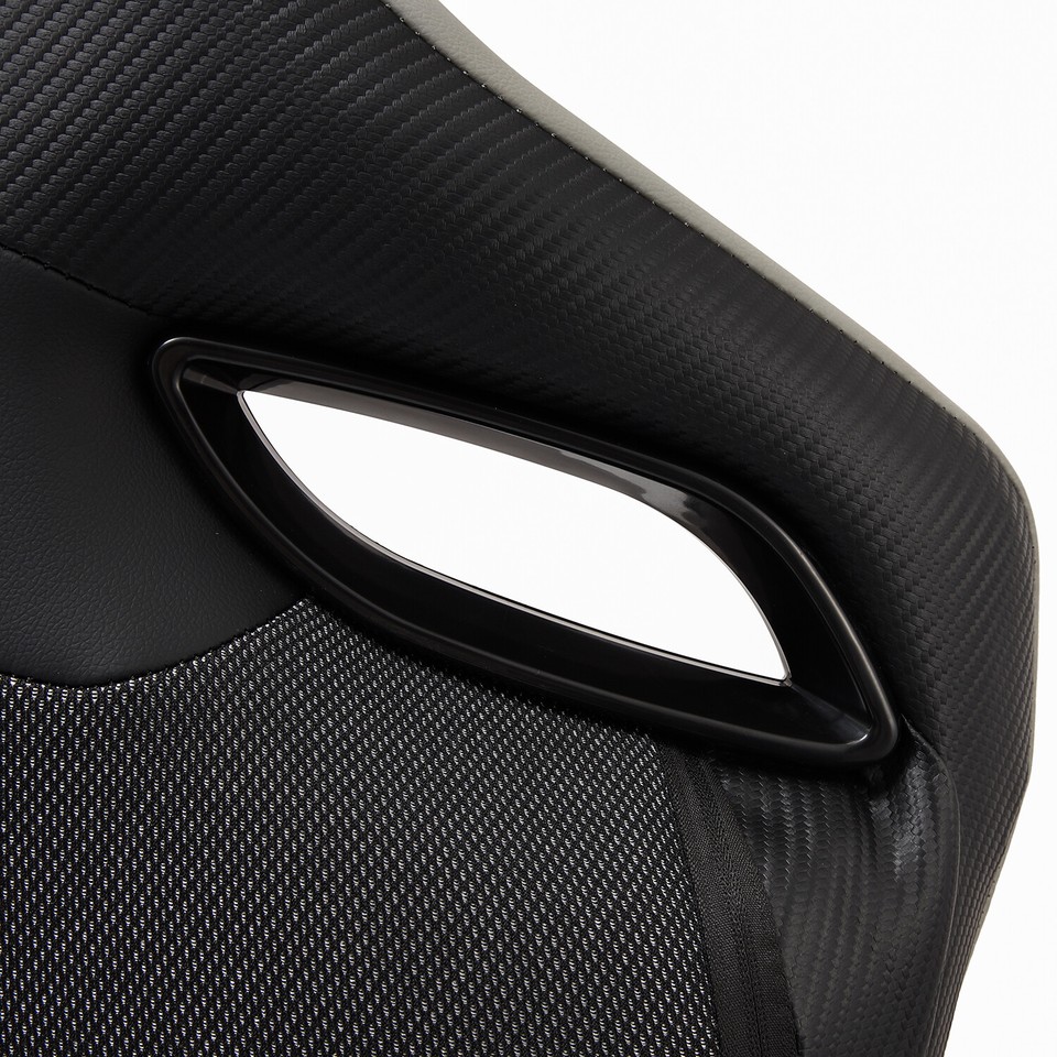[Dark Knight Series] Black-Grey Reclinable PVC Racing Seats Pair w ...