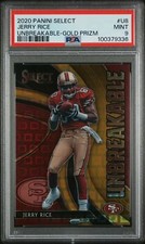 Jerry Rice - 2020 Panini Select Unbreakable GOLD Prizm #U8 - 49ers - /10 - PSA 9