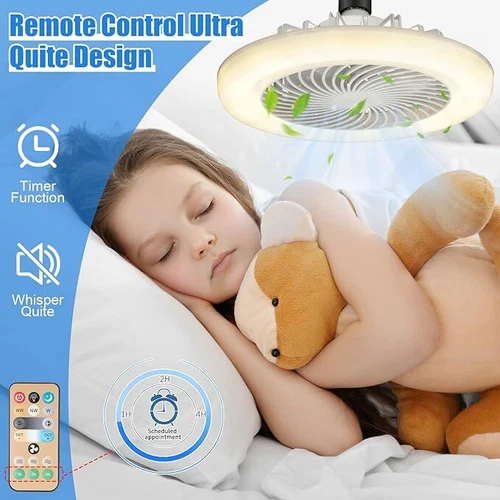 E27 Socket Light With Remote, Ceiling Fan Adjustable Smart LED Fan 3 Windshields - Picture 6 of 14