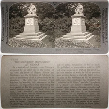 Keystone Stereoview Franz Schubert Monument, Austria Rare 1200 Card Set #629 A