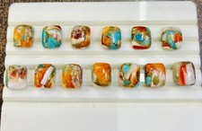 Spiny Oyster Copper Turquoise 12x10 mm Cabochon Gemstone 4 Pieces Lot