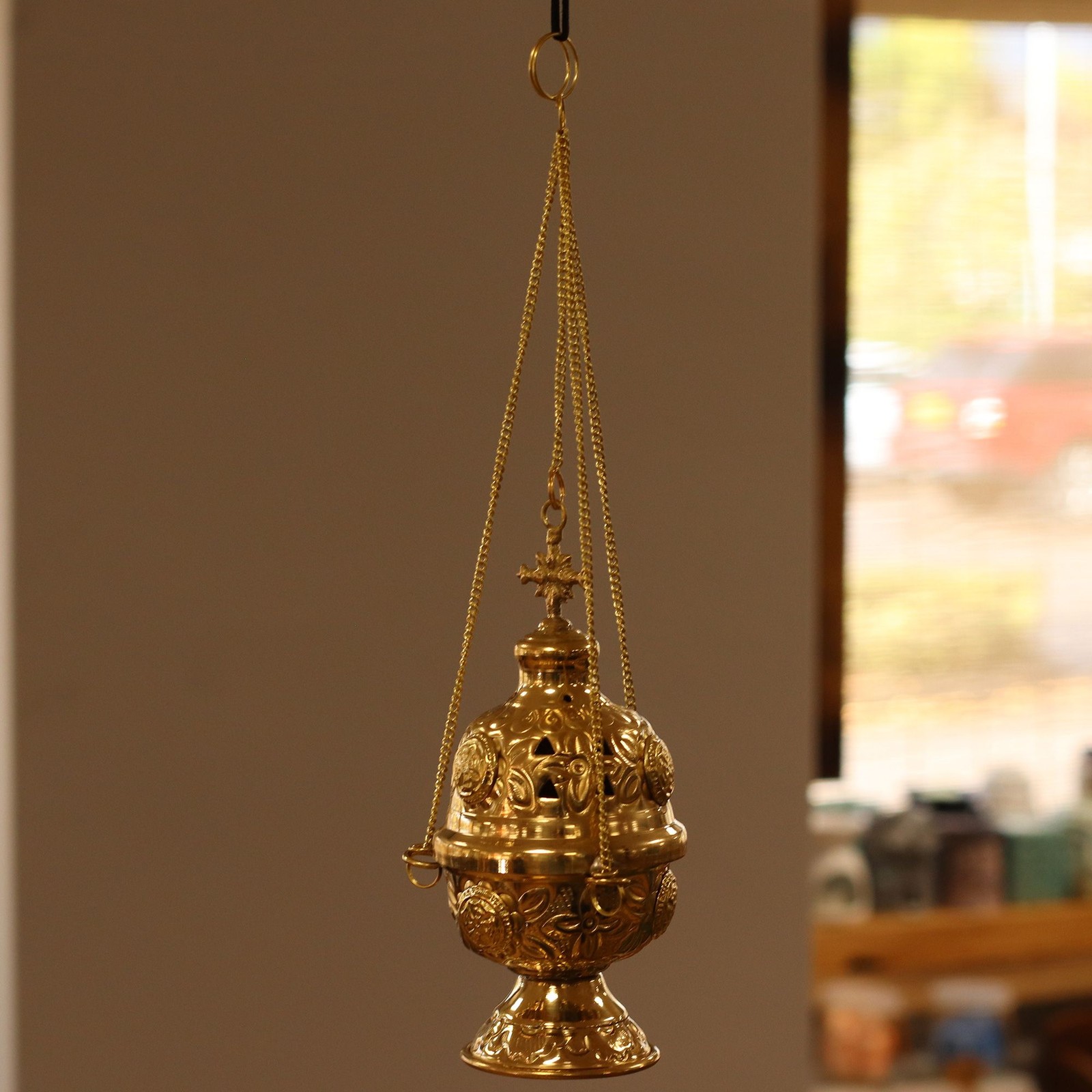 Hanging Brass Incense Burner Aromatherapy Holder Myrrh Frankincense Home Decor