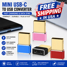 5PCS USB to USB C Adapter Type-C Female to A Male OTG Converter Car Charger
