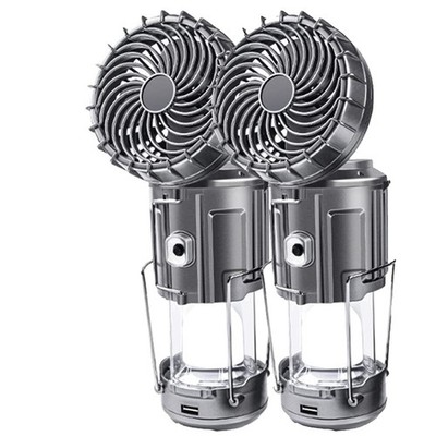 2Pack Solar Camping Lantern with Fan, 3-Way Power Source,Rechargeable Lantern...