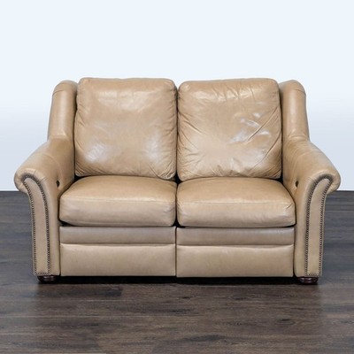 Bradington-Young Newman Tan Leather Reclining Loveseat