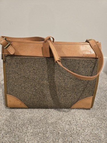 Vintage Hartman Tweed Leather Carry On Shoulder Bag