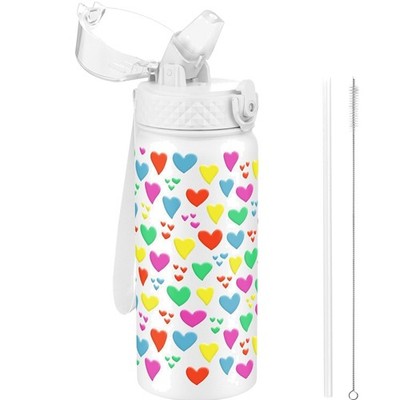 Kinder Trinkflasche, 550ml, Edelstahl, mit Strohhalm, auslaufsicher, BPA-frei...