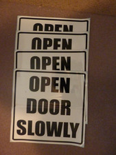 Safety Signs-4 Open Door Slowly Vinyl Peel  Stick Signs-12" x 12"