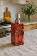 5" Red Agate Soap Dispenser  Luxury Natural Stone Bathroom Vanity Bathroom Deco