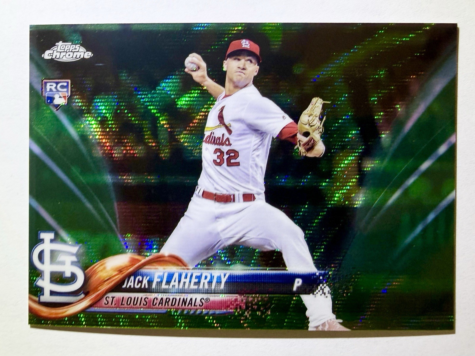 2018 Topps Chrome #4 JACK FLAHERTY Green Wave Refractor /99 Rookie RC Cardinals