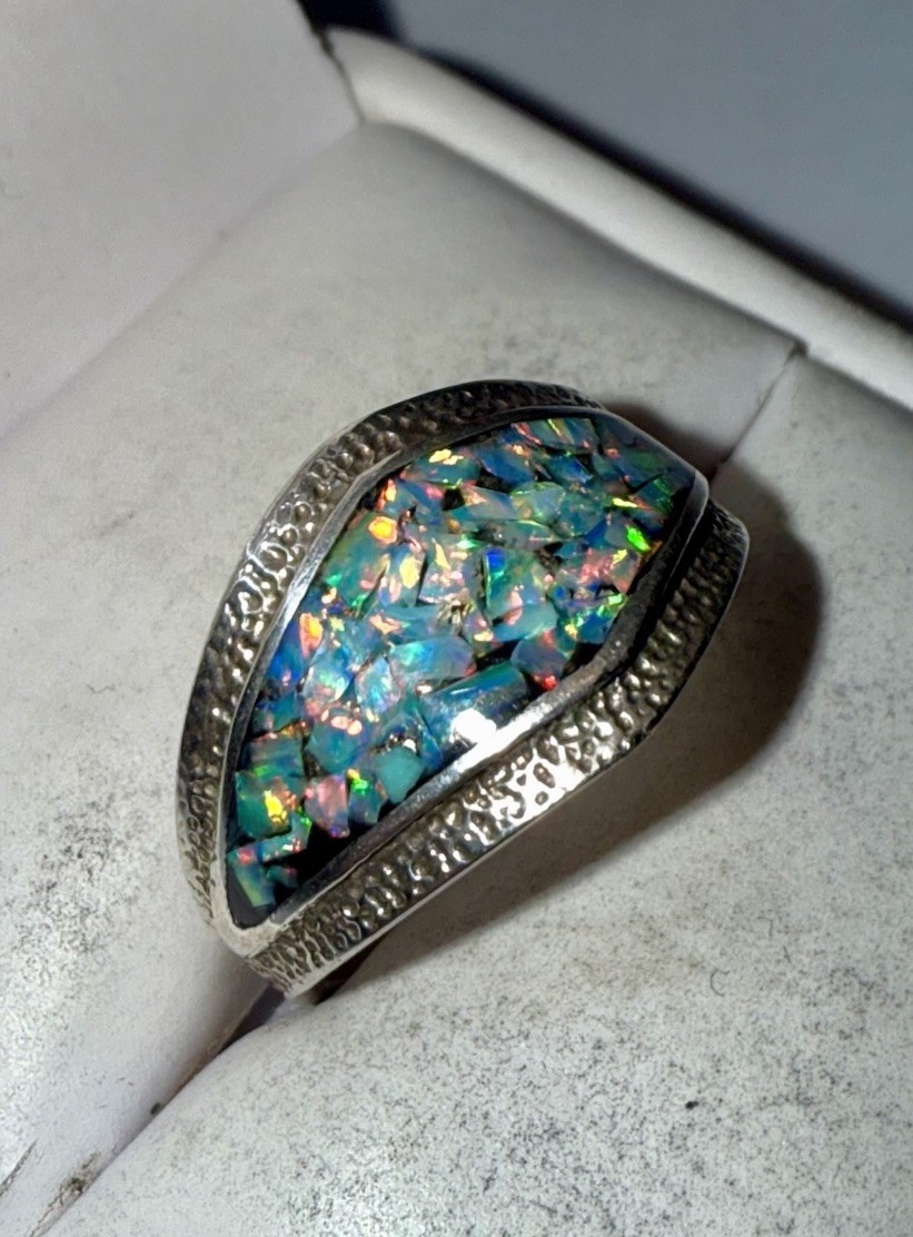 ESTATE Solid Sterling Silver Crushed Natural Boul… - image 2