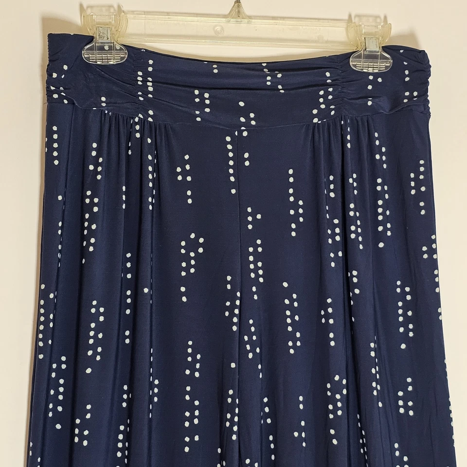 Alfani Intimates Pajama Pant Womens Medium Blue Dot Knit Wide Leg Relaxed Lounge - Image 2 of 4