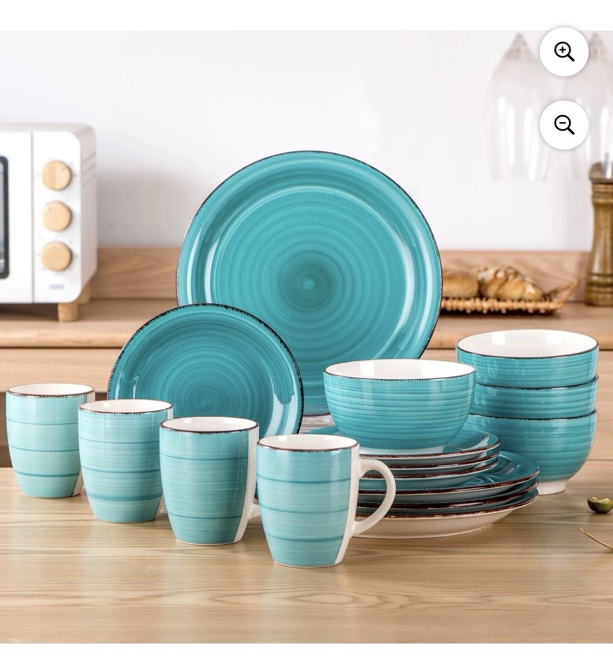 vancasso Turquoise Ceramic Dinnerware Set, 10.5in & 7.5in Pl