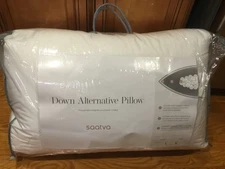 SET OF 2 SAATVA Pillows DOWN ALTERNATIVE Queen ORGANIC COTTON, LOFT HIGH.