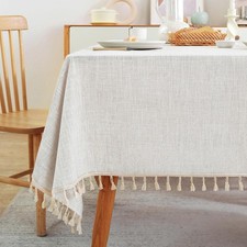 Laolitou Textured Table Cloth for Rectangle Table, Heavy Duty Farmhouse Table...