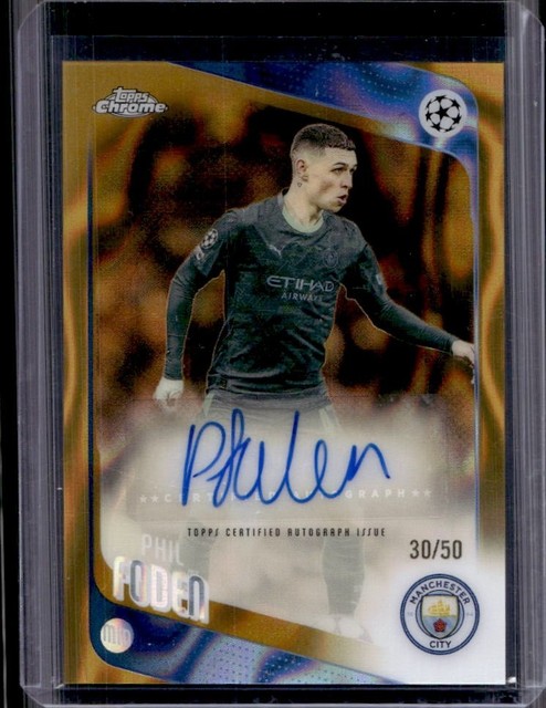 2025-26 Topps Chrome UEFA Phil Foden Auto Gold Lava Refractor #/50 Man City