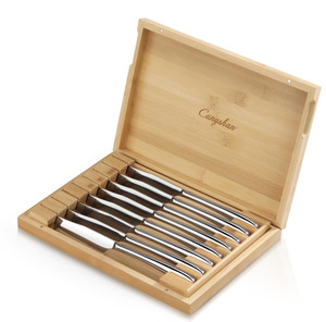 Cangshan Pluie 2 Acier inoxydable 8 Set de couteau Steak en pièces avec boîte en bambou 1027044