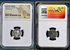 Emperor Vespasian NGC Silver Denarius 69AD-79AD Roman Ancient Coin Genuine
