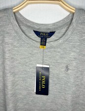 NWT Polo Ralph Lauren Long Sleeve Shirt Youth Size Large 12-14 Gray Waffle Knit