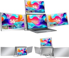14"Laptop Screen Extender,Just 1Cable for 3Screens Quad Monitor,FHD 1200P IPS Mo