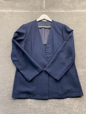 Vintage Russ Blazer Jacket Womens 14 Navy Blue Single Breasted Formal Business